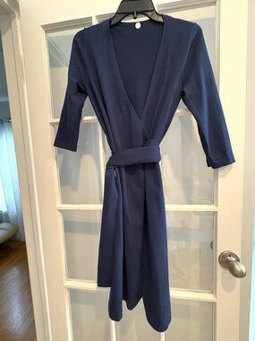 Margaret O’Leary Navy Wrap Dress, XS